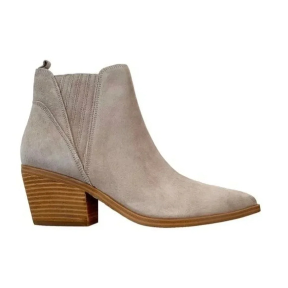 Marc Fisher Suede Leather Teona Light Grey Ankle Cowboy Boot Size 7.5 NWT - Picture 5 of 15